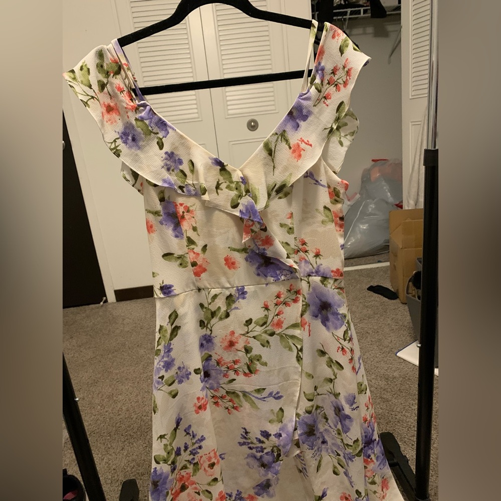 White Floral Dress with Shorts